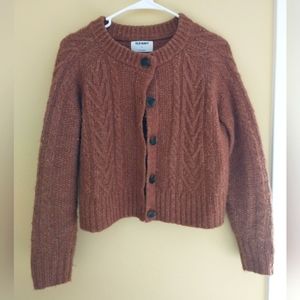 Cropped terracotta cable-knit sweater